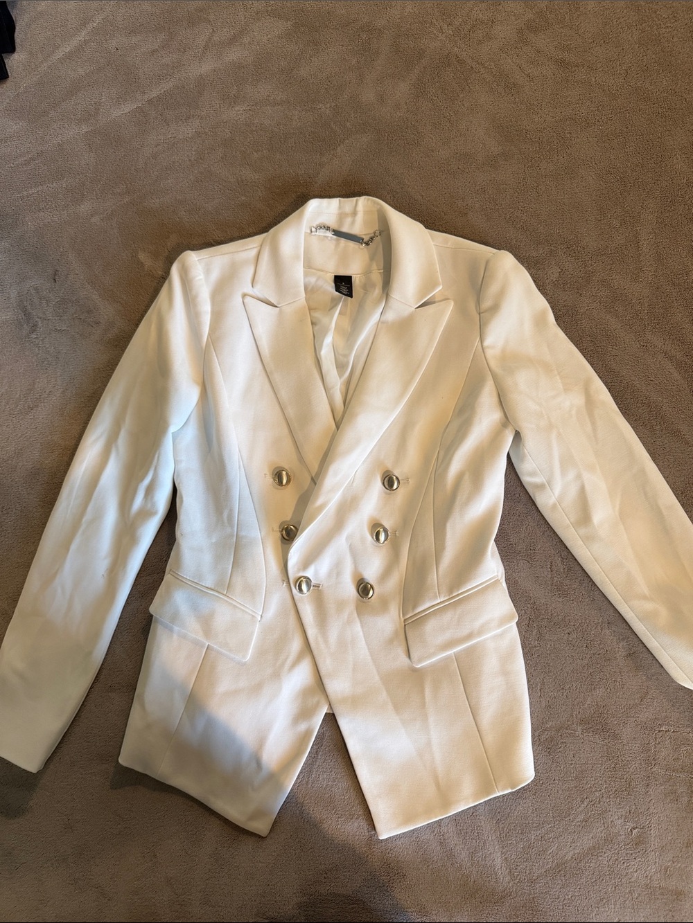 Ivory Double-Breasted Blazer with Gold Buttons